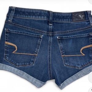 American Eagle Outfitters Blue Jean Shorts with Cuffed Hem